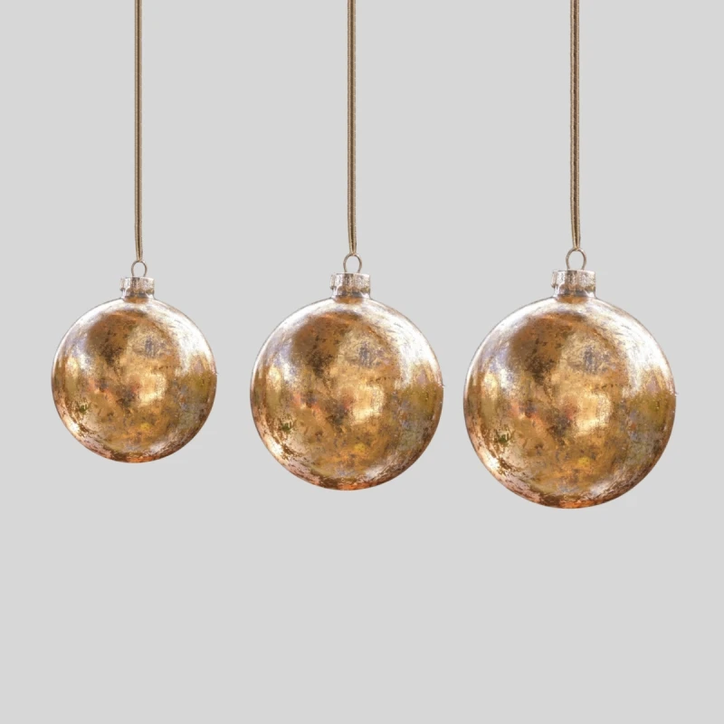 Small Packing Different Diameter=6cm 8cm 10cm Gold Sheet Glass Ball Home Decoration School Wedding Christmas Day Hanging Pendant