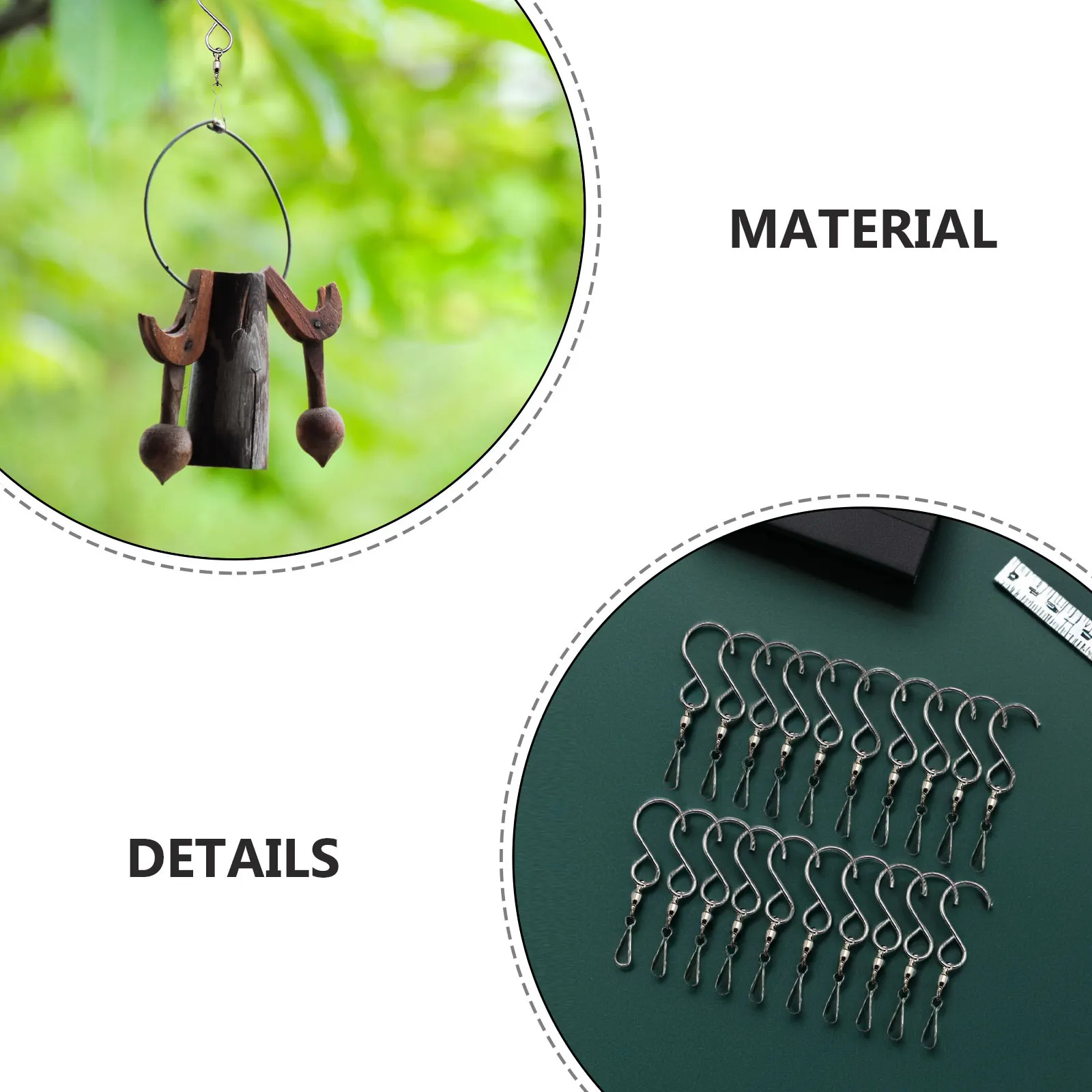 20pcs Swivel Hooks Dual Stainless Steel Rustproof Hanging Clips for Wind Chimes, Garden, Patio & Outdoor Use