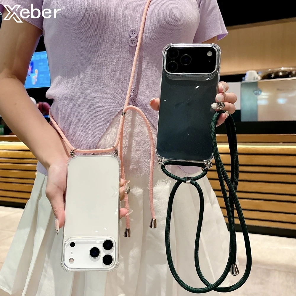 Crossbody Lanyard Clear Phone Case For  iPhone 17 16 15 14 1