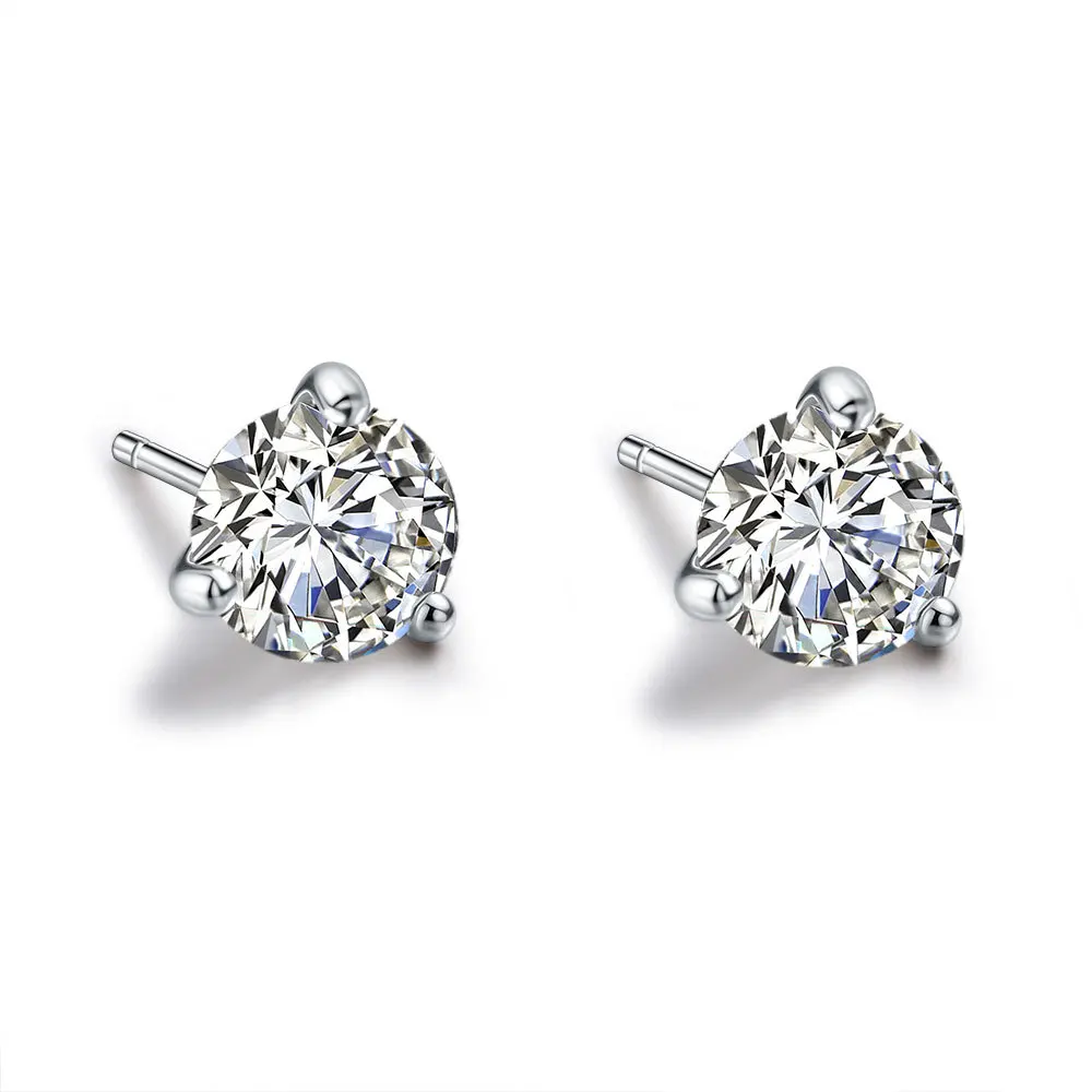 18K Gold Needle Earrings, Moissanite Super Sparkling Earrings, Women's Ear Hole, Non Removable Platinum PT950 Small Earring