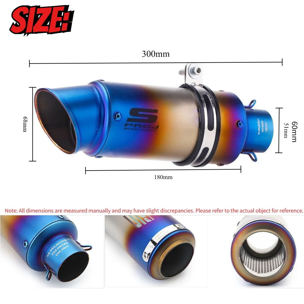 ماسورة عادم الدراجة النارية SC معدلة عالمية مقاس 51 مم/60 مم، من الفولاذ المقاوم للصدأ شبه أزرق مع تصميم DB Killer لـ 250SR Z900 DUKE390 #2