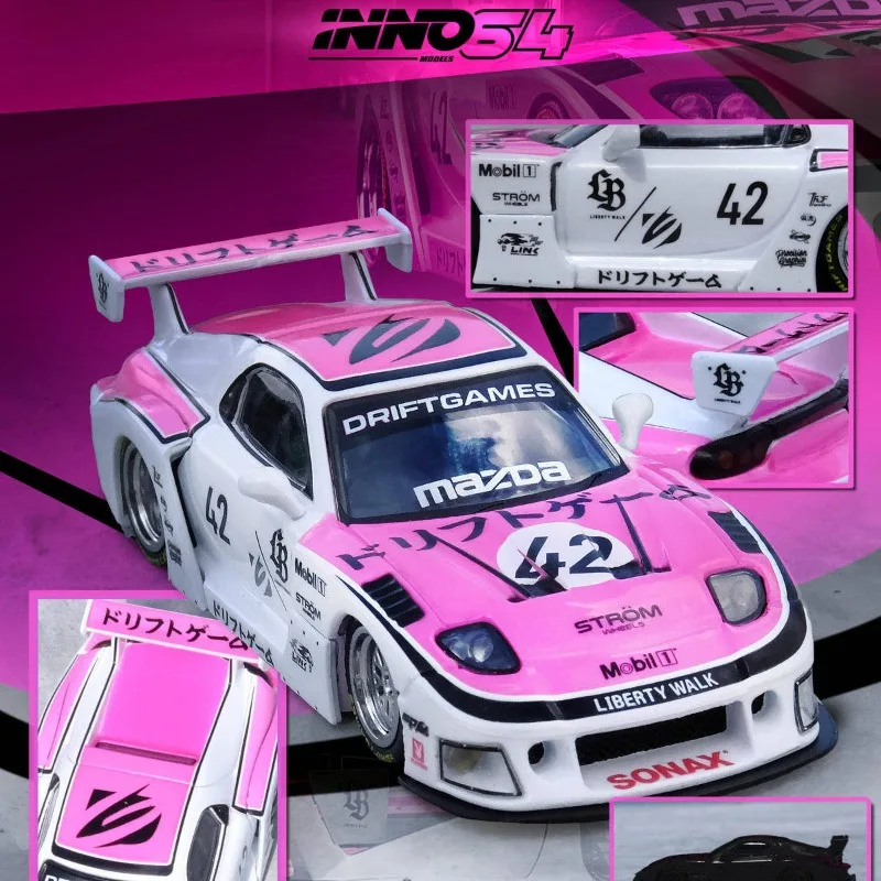 INNO 1:64 Mazda RX7 FD3S Wide-body Modification - Realistic Static Alloy Car Model, Boys' Toy, Adult Collection Piece.