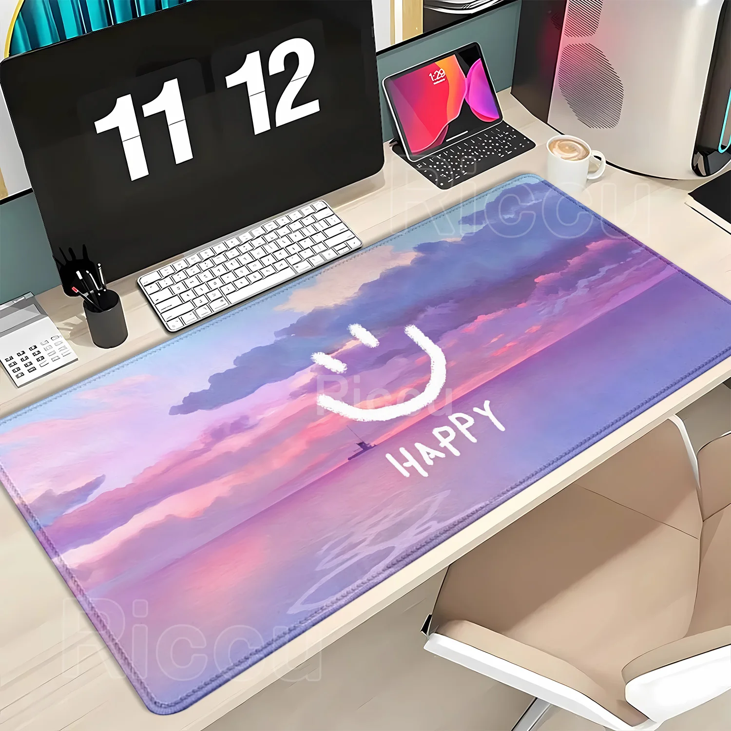Smile XXL Mouse Pad Large Size Rubber Base Anti-slip PC Desk Accessories Mousepad for Offices and Gamer Keyboard Long Table Mat
