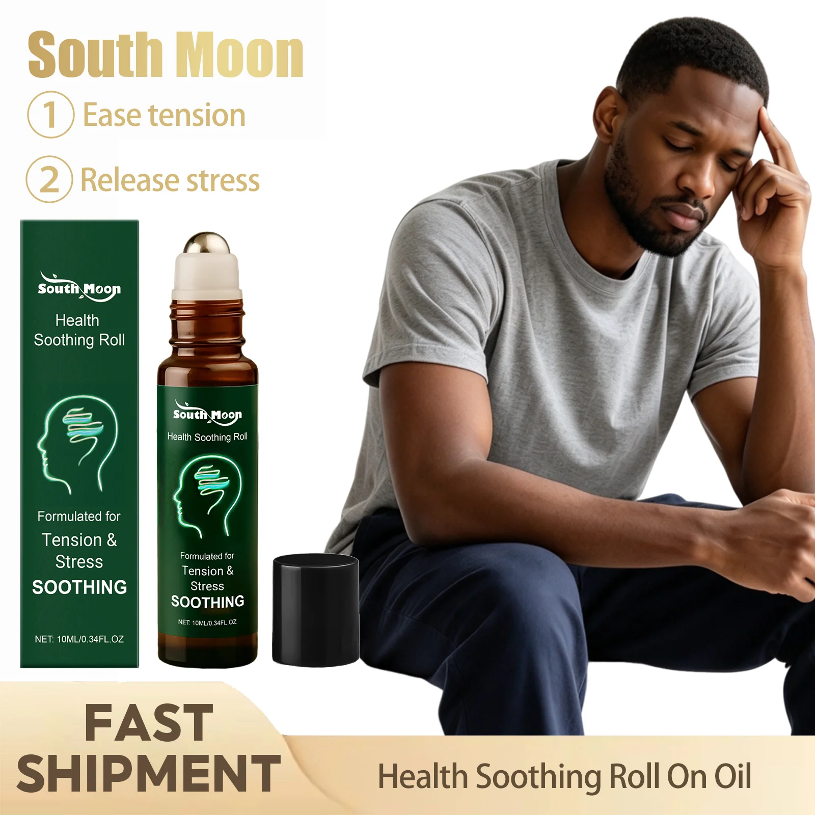 South Moon Health Soothing Roll On Oil Help Ease Temple Neck Muscle Tension Discomfort Relieve Daily Stress Soothing Massage Oil