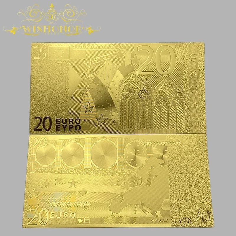 8pcs/Set New Euro Banknote 5 10 20 50 100 200 500 1000 1 Million Euro Gold Banknote in 24K Gold For Collection