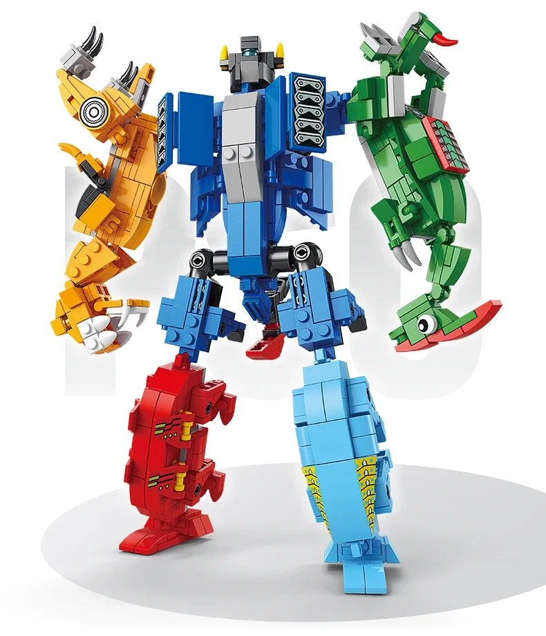 Bloques de construcción de robot morphing para niños, juguete educativo para niños, modelo de ajuste, combinación multiforma, regalo para niños, 6 en 1, dinosaurio Mech