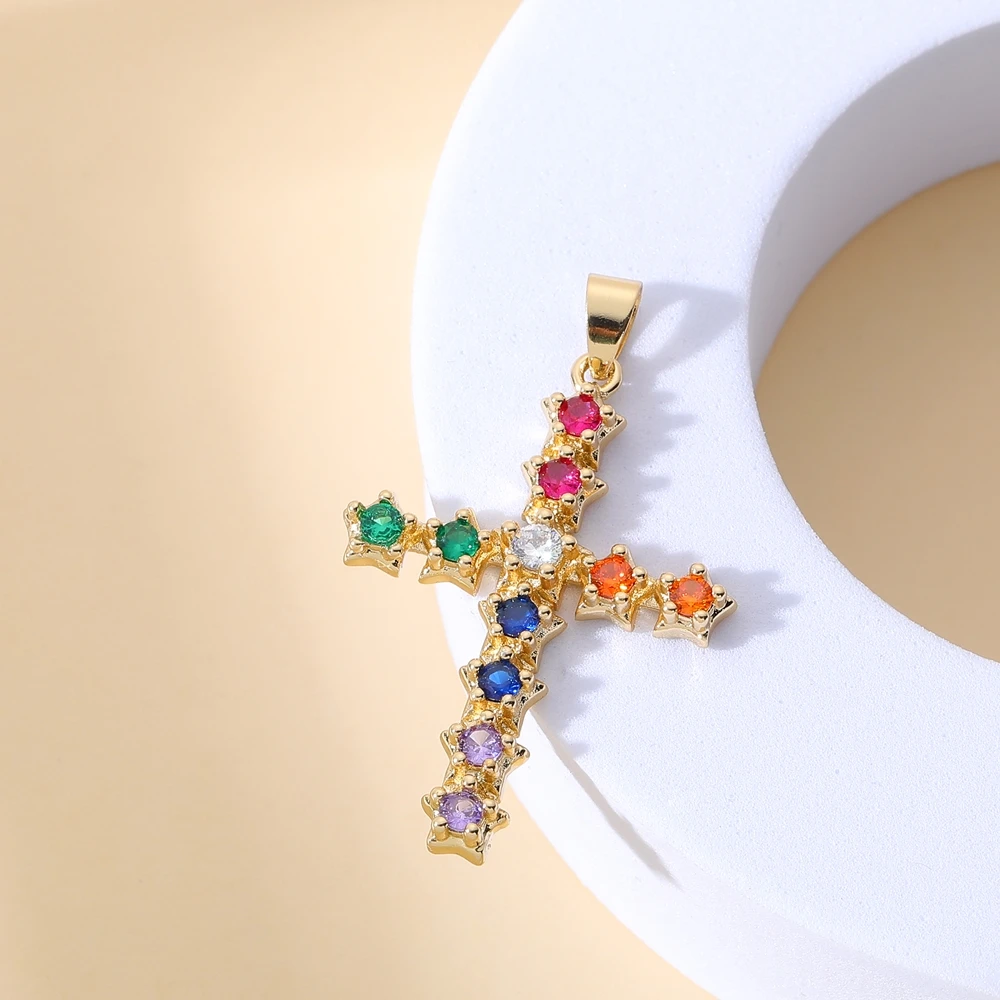 Juya 18 Karat echt vergoldeter religiöser Rosenkranz, christlich-katholisches Kreuz, Anhänger, Schmuckherstellung, Zubehör, Kunsthandwerk, böser Blick, Charms – Detail 16