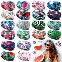 Women's Headbands Beach Boho Hawaii Knotted Floral Vintage Elastic Turban Head Wrap Twisted Criss Yoga Hair Band Accessories