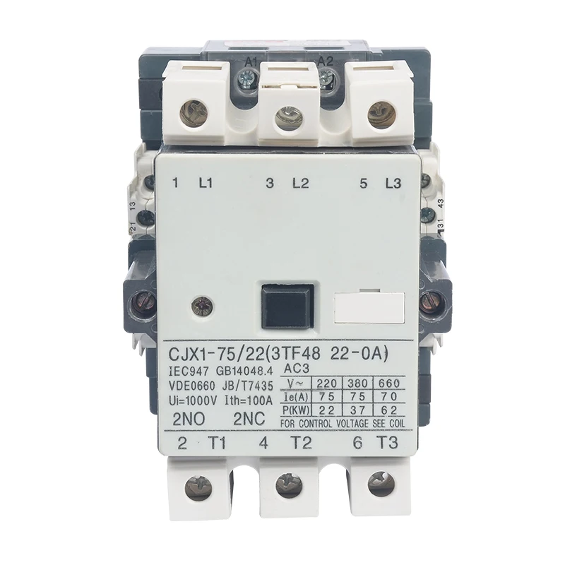 

Low voltage distribution cjx1-75 / 22 AC contactor 3tf48 main contact system has long life, reliable and durable 2NO 2NC