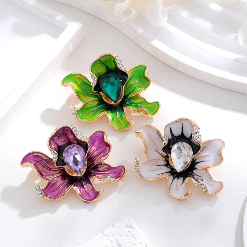 High-End elegante Pfingstrose Brosche glänzende Kristall Mode kreative Blume Pin Damen bekleidung Accessoires Schmuck Geschenke