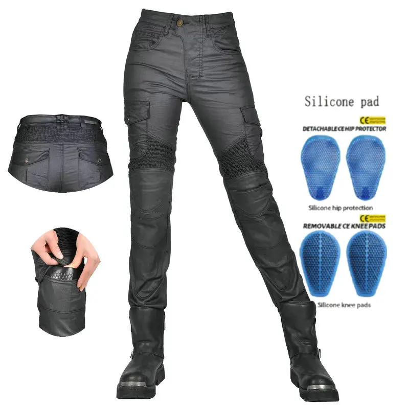 Motocross Pain-Coat Hard Surface Protective Jeans Female Motorcycle Riding Protection Pants Knight Windproof Casual Trousers