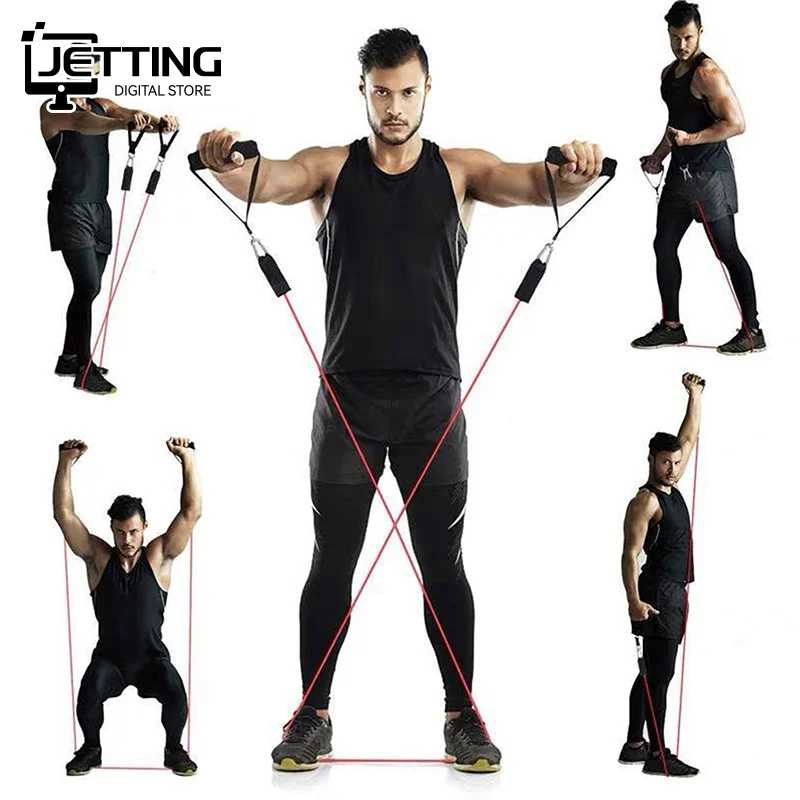 TPE المقاومة الفرقة مجموعة اللون شريط لياقة بدنية سحب حبل شريط تدريب مرن مع مرساة الباب مقابض حقيبة حمل الساقين الكاحل الأشرطة