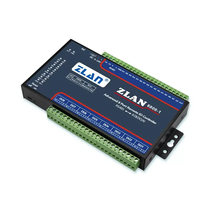 8 canaux DI DO AI RS485 Modbus RTU I/O Tech Télécommande IO Contrôleur A/D collecteur ZLAN6808-1