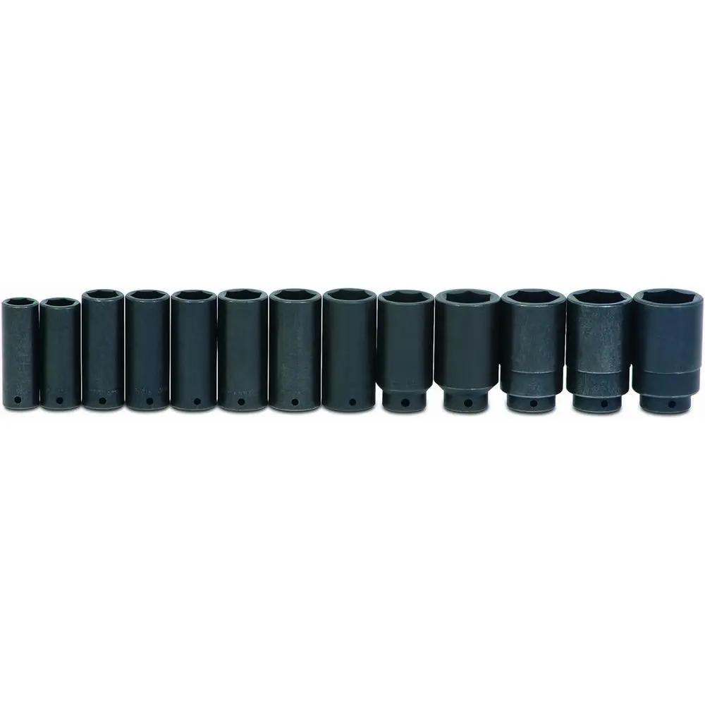 

19-Piece 1/2-Inch Drive Deep Impact 6-Point Socket Set, Black Industrial Finish, for Maximum Engagement on Fasteners