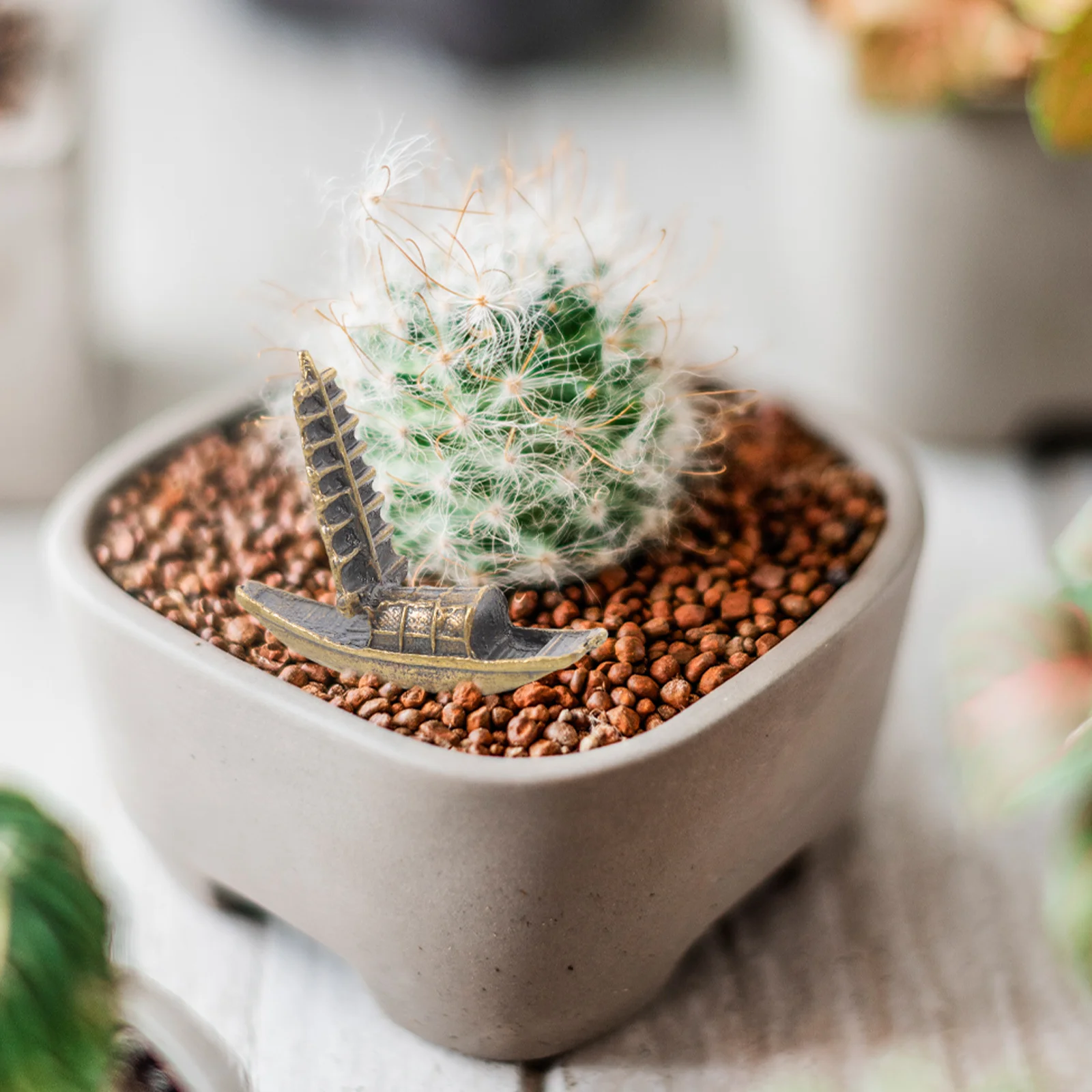 زخرفة قارب مصغر خمر النمط الصيني النحاس المراكب الشراعية لحديقة المناظر الطبيعية ديكور المناظر الطبيعية الصغيرة قارب صغير التماثيل #4