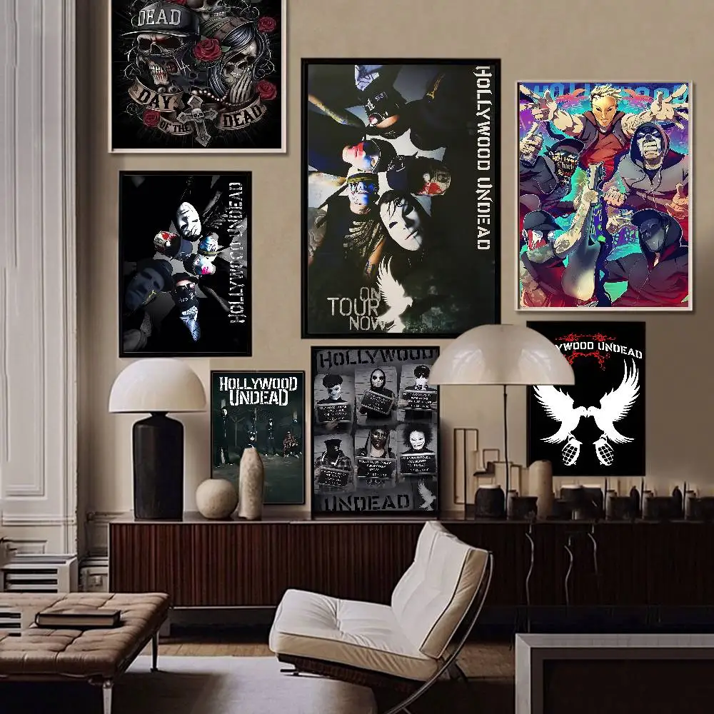 Rock Band H-Hollywood Undead Singer Whitepaper Poster Waterproof Paper Sticker Coffee House Bar Aesthetic Art Wall Painting