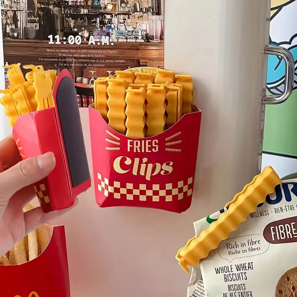 12-Piece Potato Chip-Shaped Sealing Clips and Snack Storage Box Set – Perfect for Holding French Fries, Keeping the Kitchen Fresh, and Organizing the Refrigerator