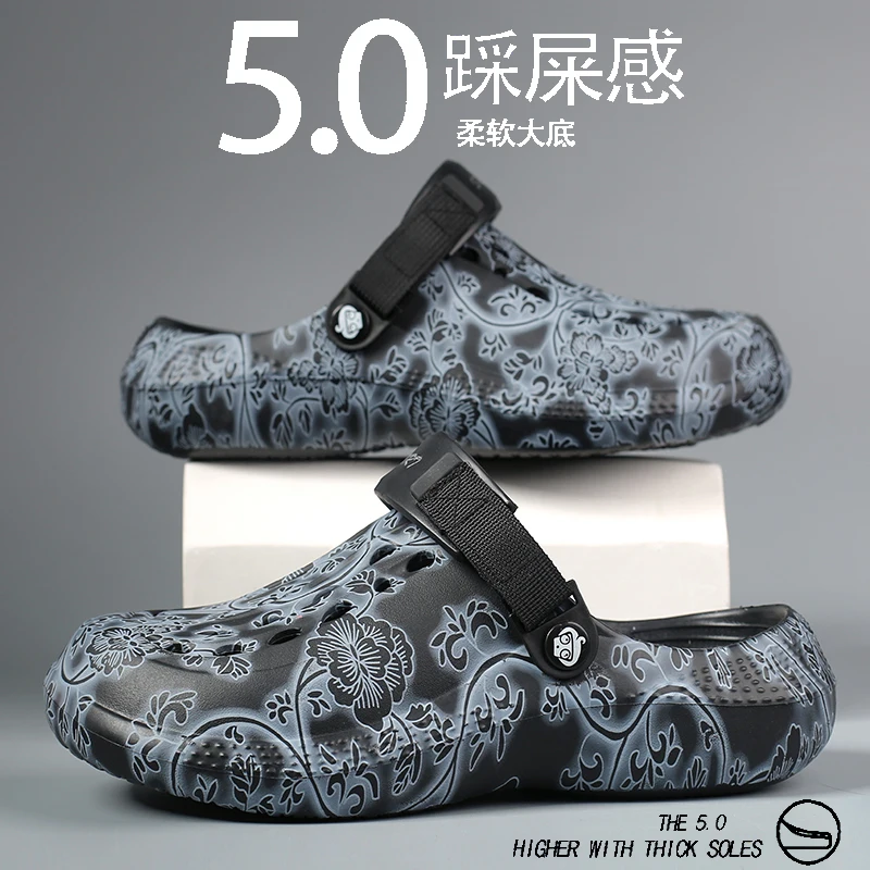 

Новинка лета 2024, мужские слипоны с острым носком, верхняя одежда на толстой подошве для легкой пляжной обуви, нескользящие тапочки из ЭВА