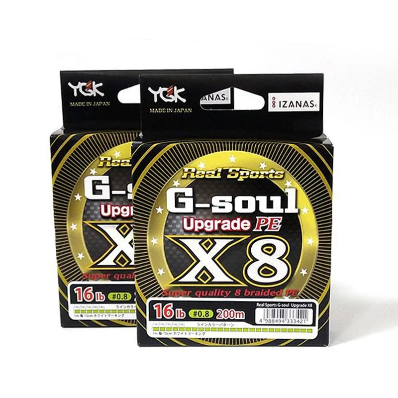 Japan YGK G-SOUL X8 Upgrade Braid Fishing Line Super Strong 8 Strands Multifilament PE line 150M 200M 14LB 16LB 22LB 60LB