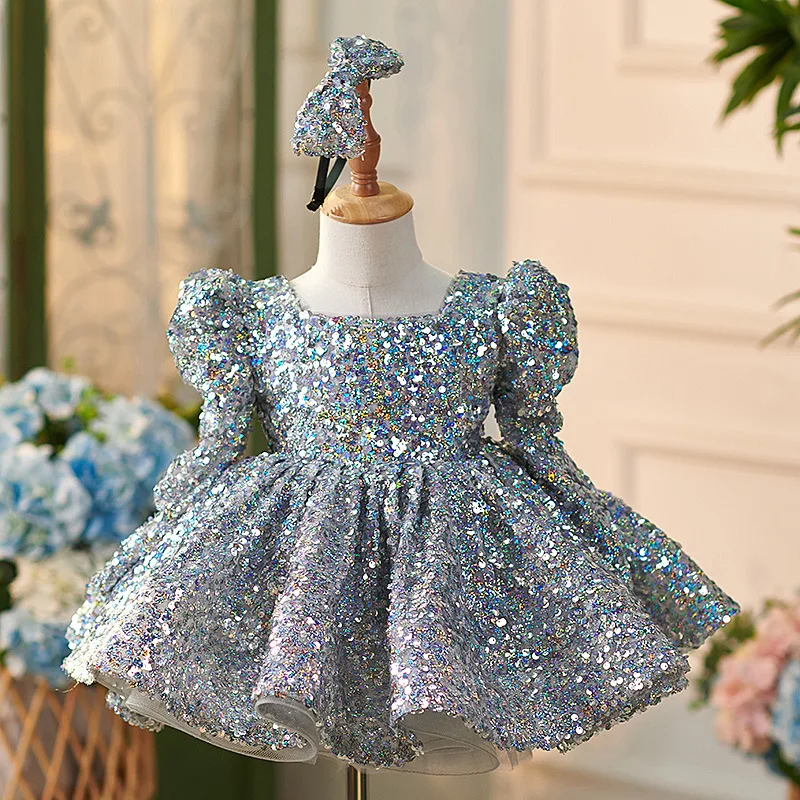 

Elegant Sequin girl dress birthday dance party gorgeous dress graduation banquet evening dress girls Wedding dresses