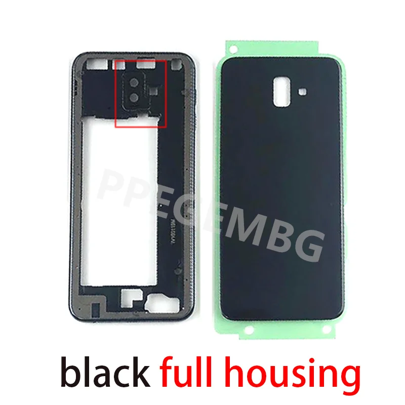 For Samsung Galaxy J6 Plus 2018 J6+ J610 J610F Housing Middle Frame Chassis battery cover Rear Back Lid Case Camera Lens Parts