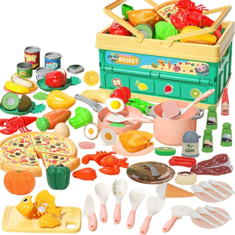 Kitchen Play Toy for Kids Interactive Fruit Vegetable Basket Montessori Play Role Play Cutting Toy Child Favor