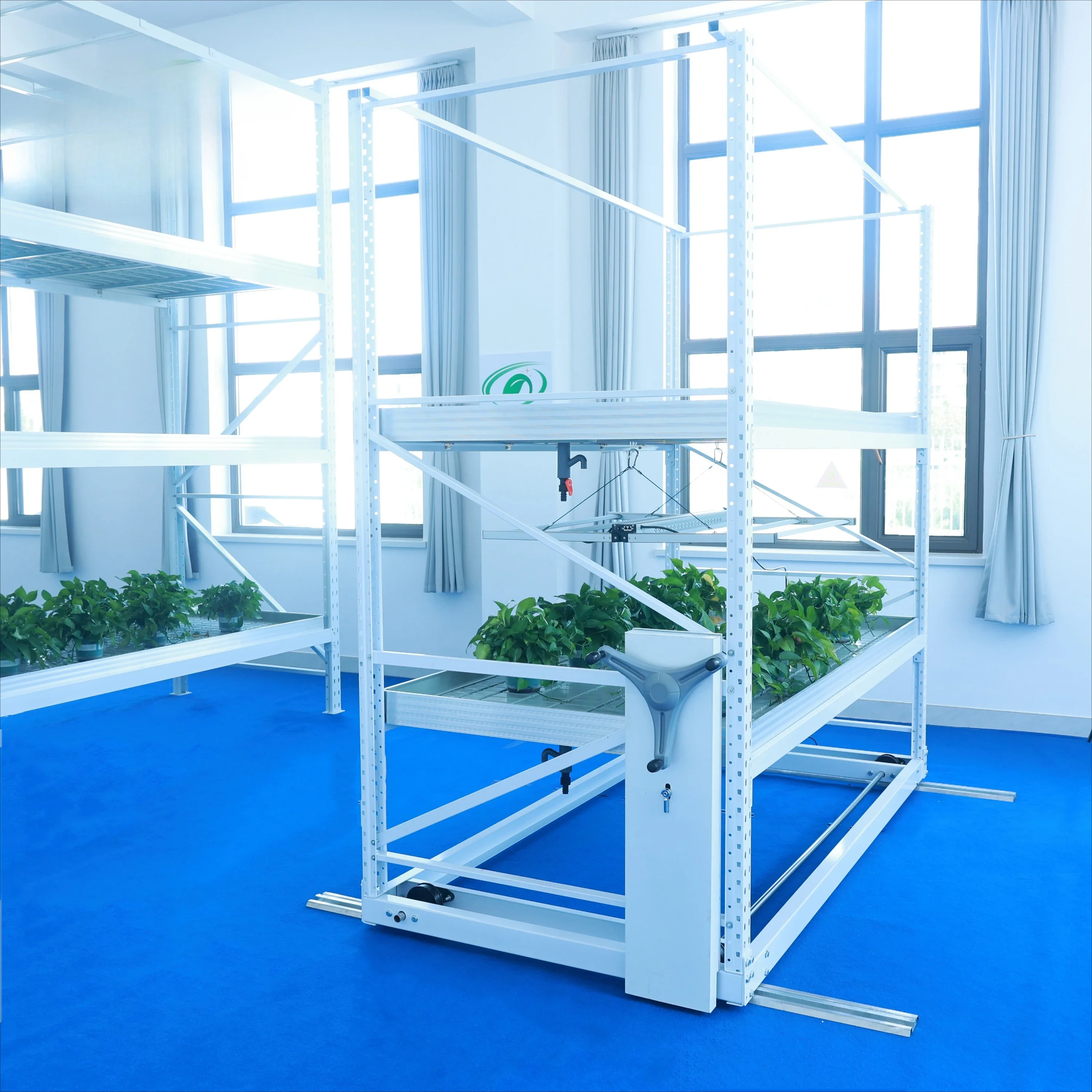 Hydroponic pot plant system vertical grow rack and microgreen vertical system trays sliding seedbed greenhouse