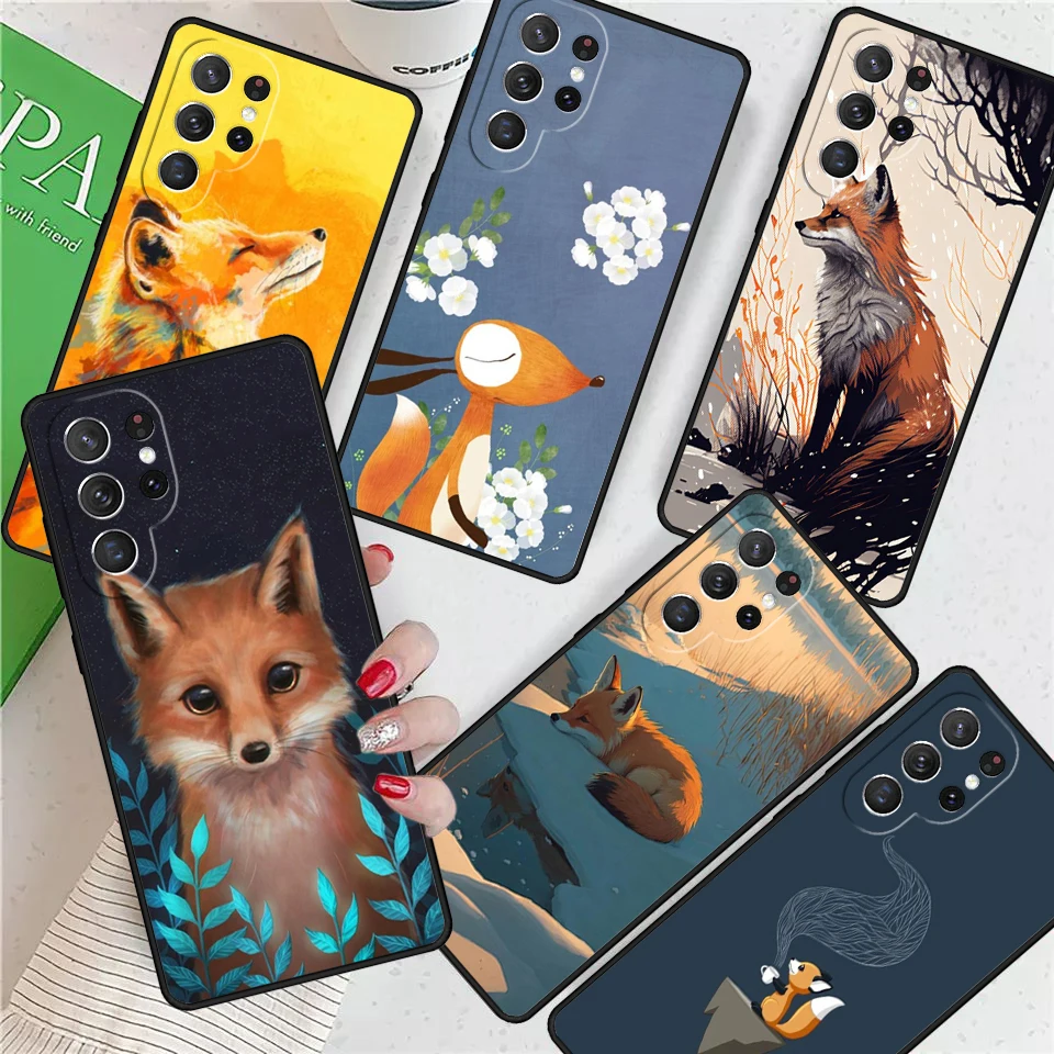 Cute Animal Fox For Samsung Galaxy S24 Ultra S21 S22 S8 S9 S10E Note 10 20 Plus FE S23 Phone case Cover Coque