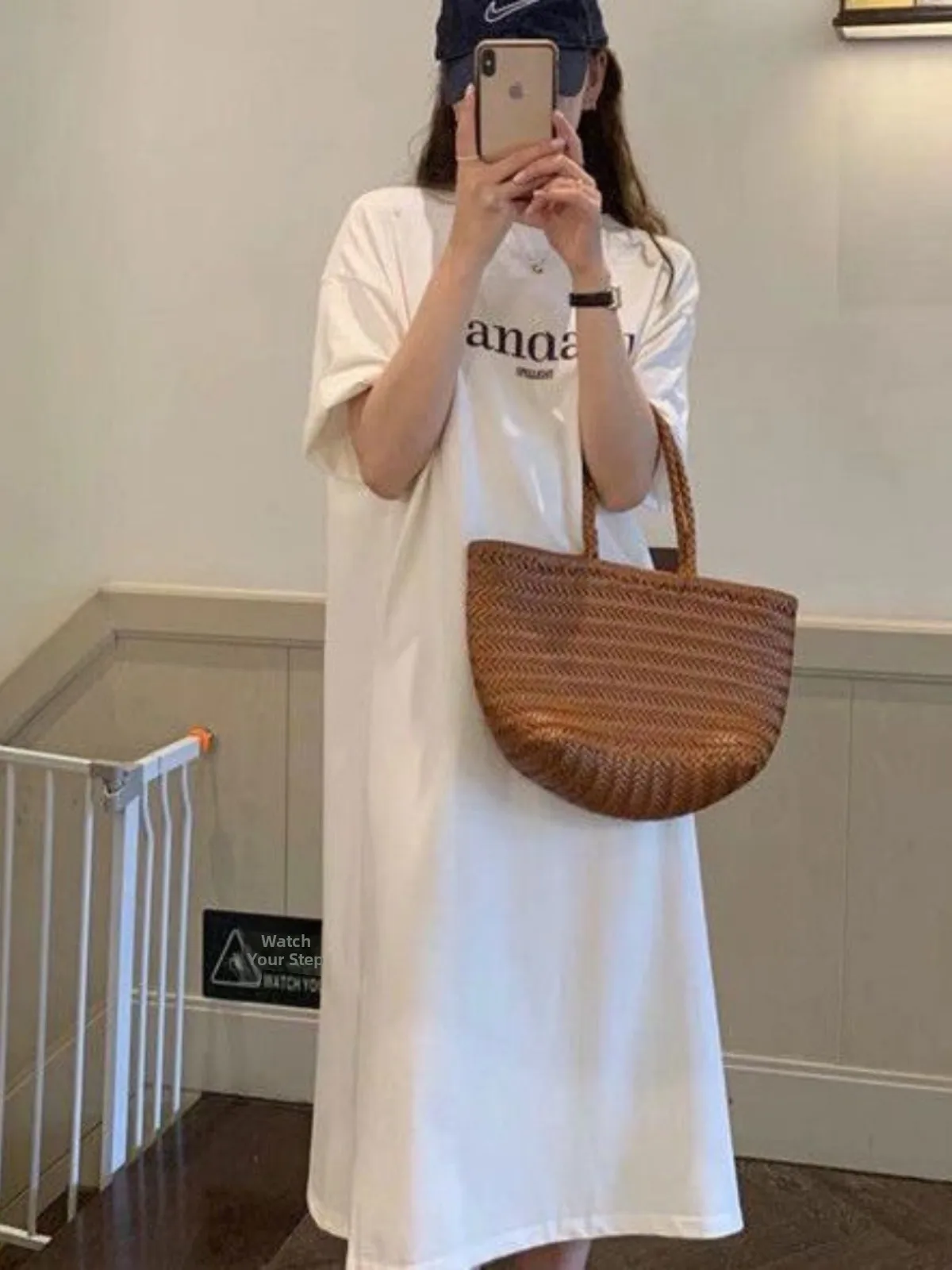 Été nouvelle grande taille ort Sve Dr femmes ample sur la longueur au genou Midi Dr paresseux Sle T-shirt Dr coréen Sle A-Lin...