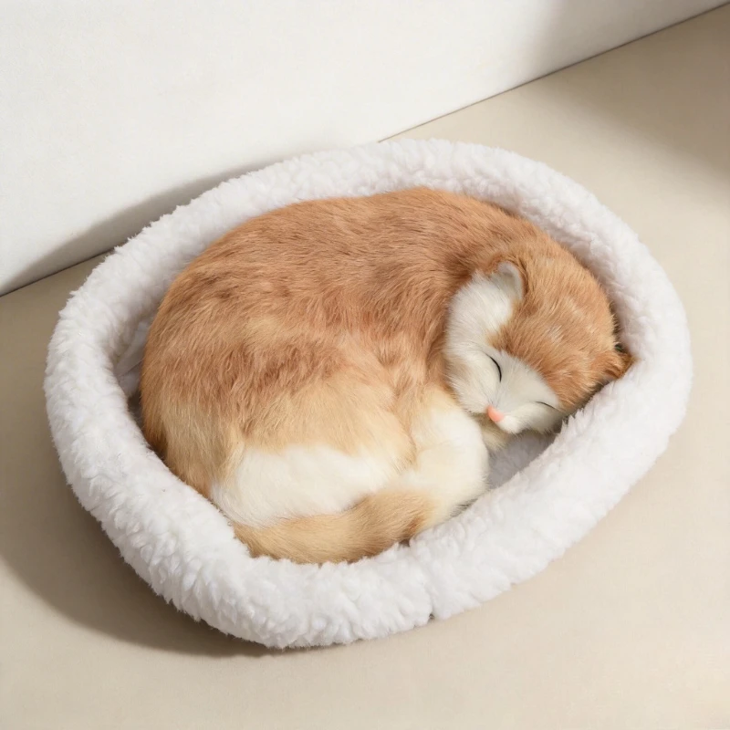 

Handmade Car Ornament Cute Simulation Plush Real Wool Sleeping Cats Car Center Console Decoration Bamboo Charcoal Air Freshener