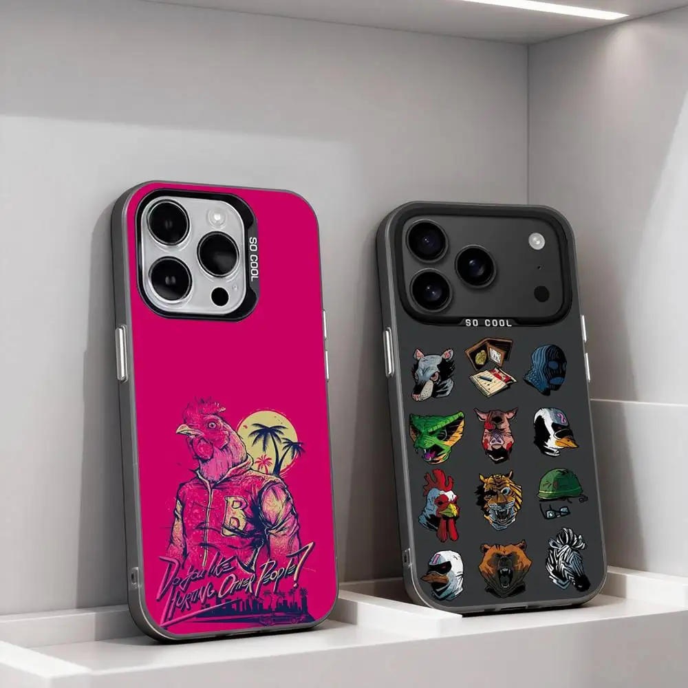 

Game H-Hotline Miami Cool For iPhone 17,16,15,14,13,12,11,Pro,Max,Plus,E,Air,Mini Anti Fall Black Matte Hard Bumper Phone Case