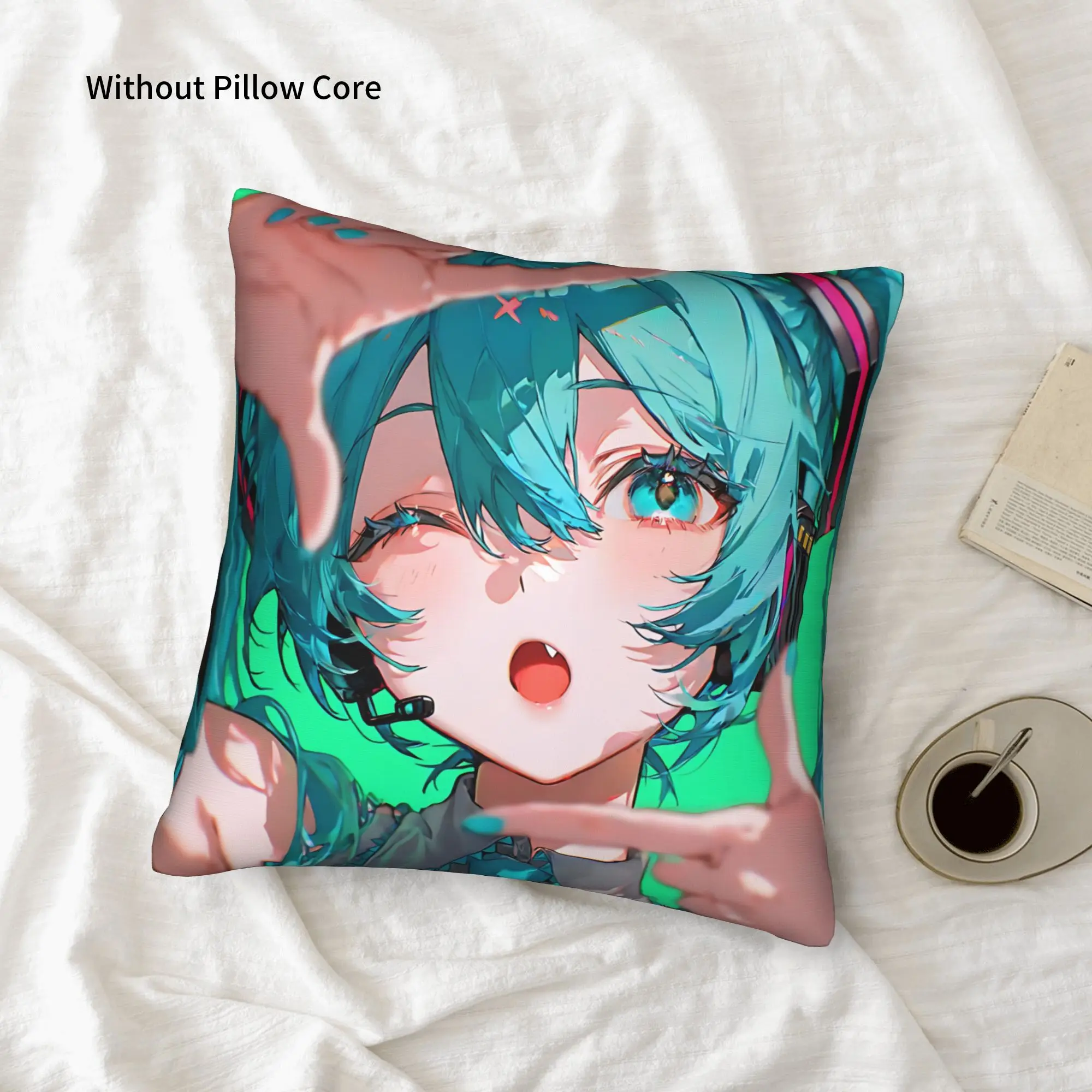 1PC Hatsune Miku Pillow Case Double-Sided Printing  Sofa Cushion Bedroom Bedside Pillow
