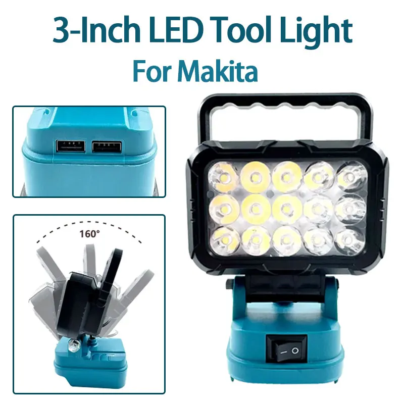 

For Makita 14.4V 18V Li-ion Battery 3-Inch Flashlight Indoor and Outdoor Lighting Tool Lights With USB Camping Lantern