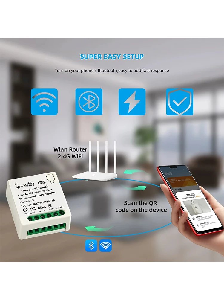 Werk met Matter 16A WiFi mini Smart Switch Pass-through Disconnect Dual Control Outletorks Afstandsbediening Timer HomeKit Alexa - afbeelding 2