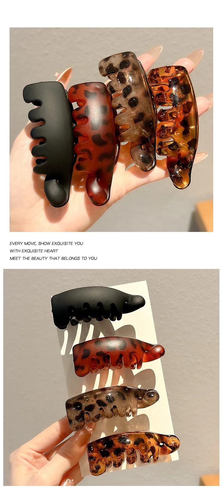 Winzige Bananenklammern, modische vertikale Kunststoffklammern für Damen, elegante Haarnadeln für hohe Pferdeschwänze, Twist-Clips, einfache Haaraccessoires – Detail 2