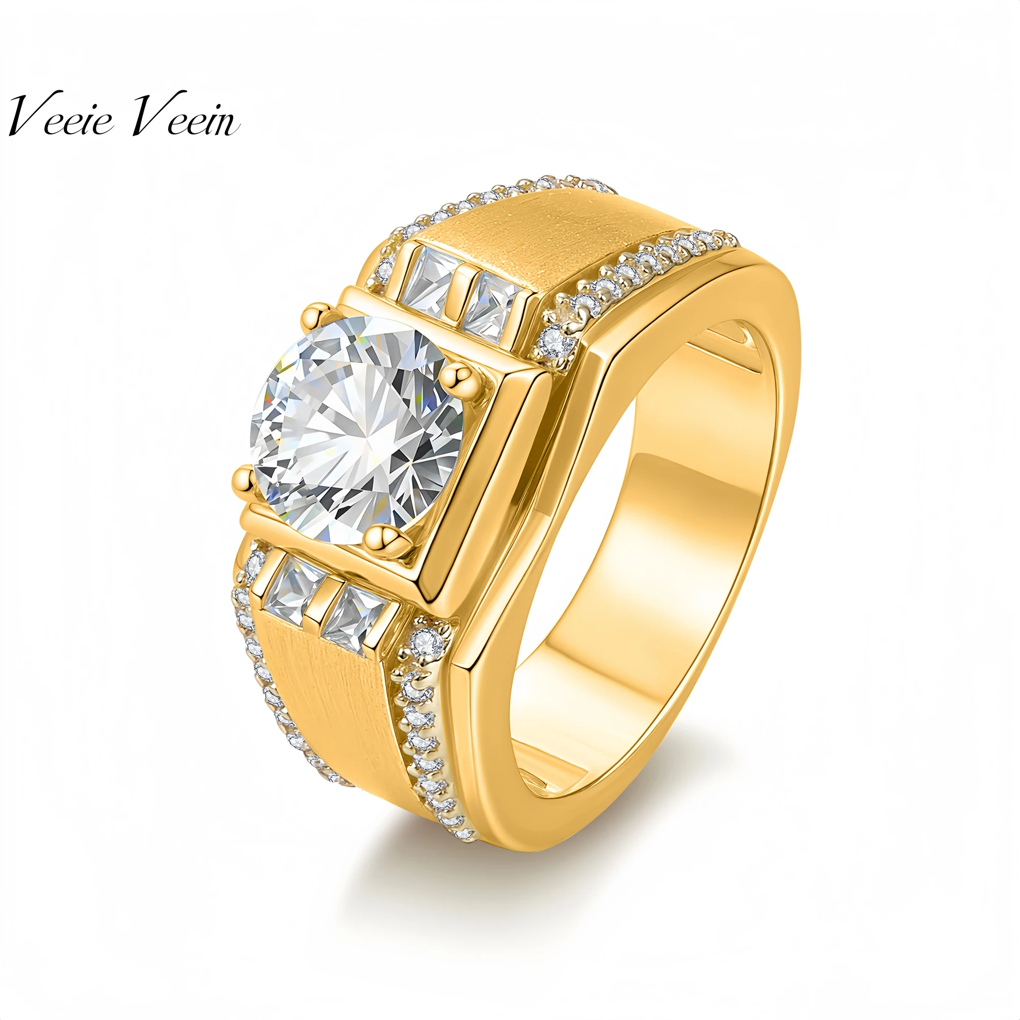 

Veeie Veein Brand New Products Luxury Brand Designer S 925 Silver Inlay 2ct Mosang GRA Certificate Ring Men Ring Jewelry