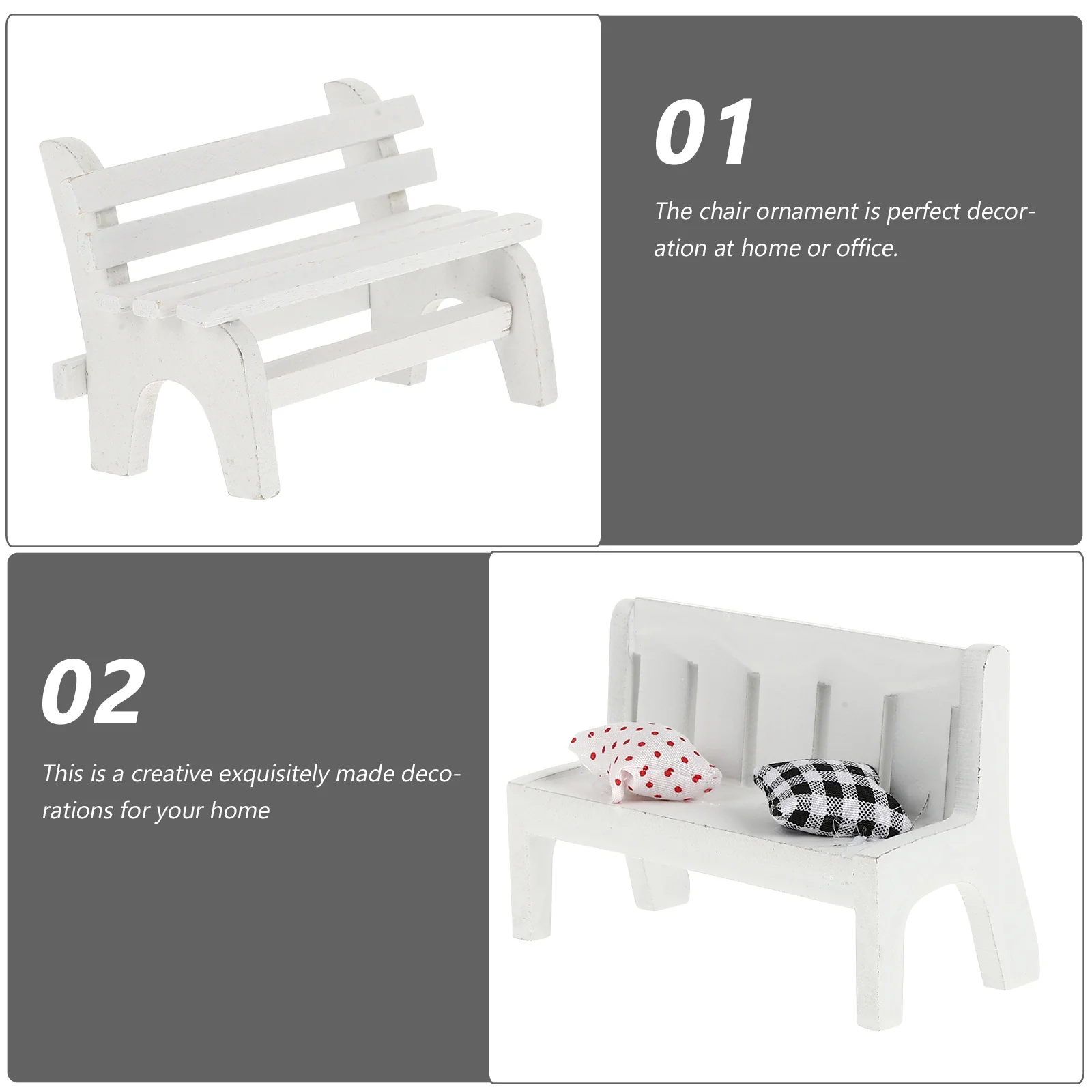 

2Pcs Chair Mini Ornament Creative Handmade Home Office Decoration Elegant Craft Gift for Living Room Bedroom