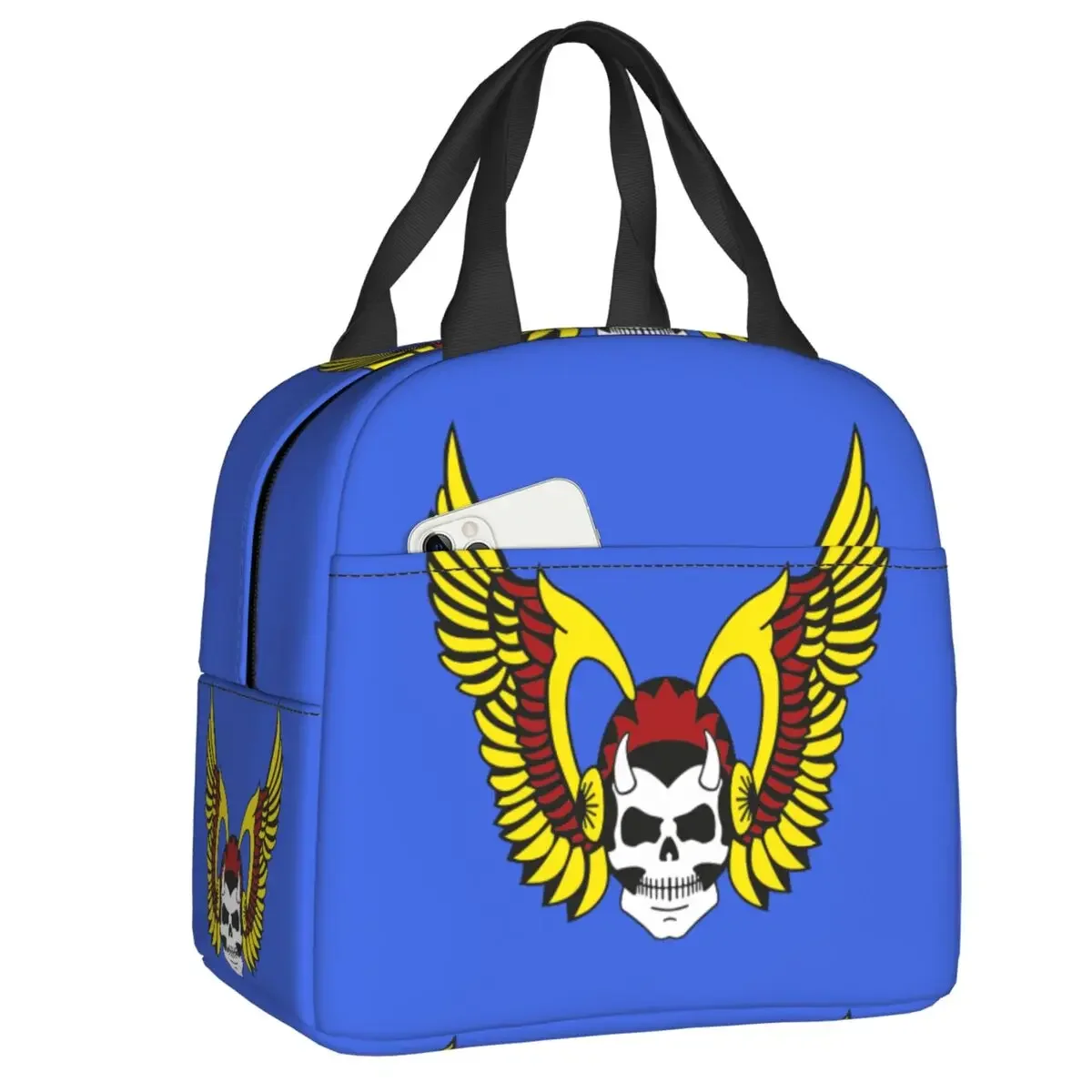 Custom Hell HAMC Angel Insulated Lunch Bags for Camping Travel Motorcycle Club Portable Thermal Cooler Bento Box Women Kids