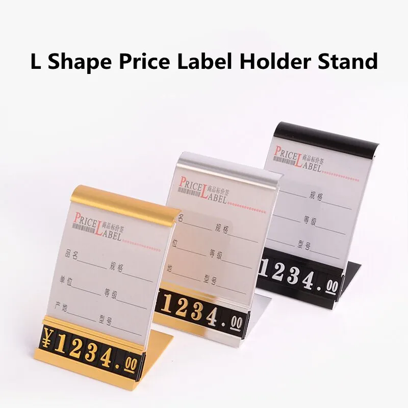 5 Sets L Shape Number Price Cube Tag Sale Price Label Card Holder Frame Adjustable Sign Holder Display Stand