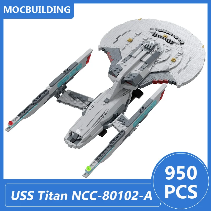 

MOC Building Blocks USS Titan NCC-80102-A 1:1250 Scale Model Diy Assemble Bricks Space Collection Display Xmas Toys Gifts 950PCS