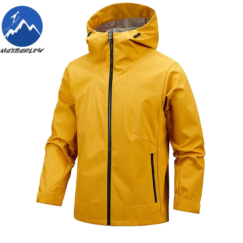 Maxbarley Men Jacket Fashion Hooded Outdoor Mountaineering Lightweight Coat Casual Daily Style Windproof Spring Autumn Garment