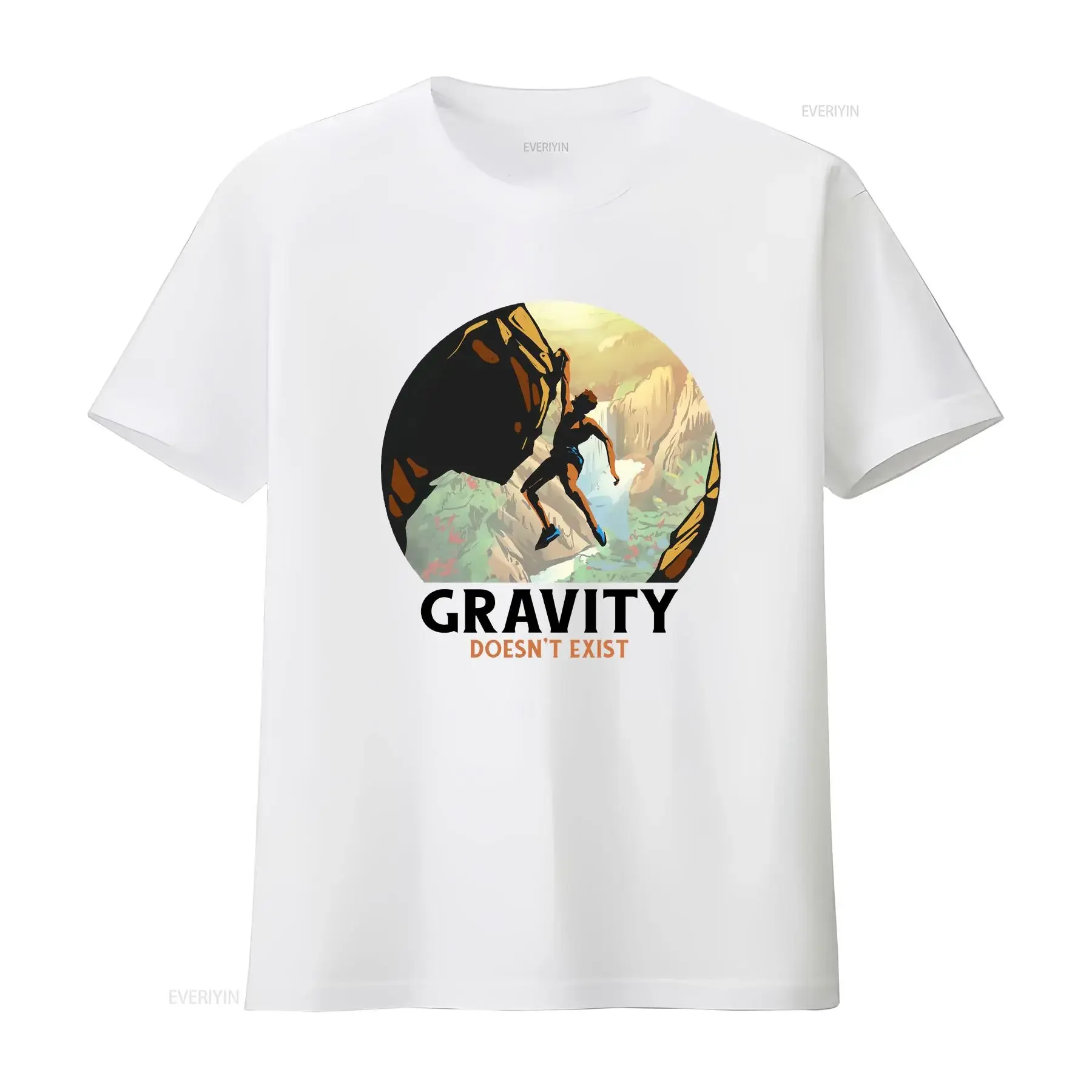 Rock Climbing Gravity Doesnt Exist Climber Mens T Shirt 100 Cotton vintage Washed Stretched Versatile homme Stylish