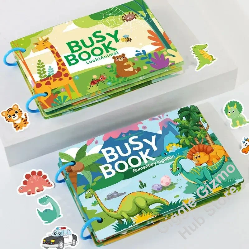 Busy Quiet Book for Toddlers 2-6 Years Reusable Velcro Matching Sticker Montessori Fine Motor Learning Toy
