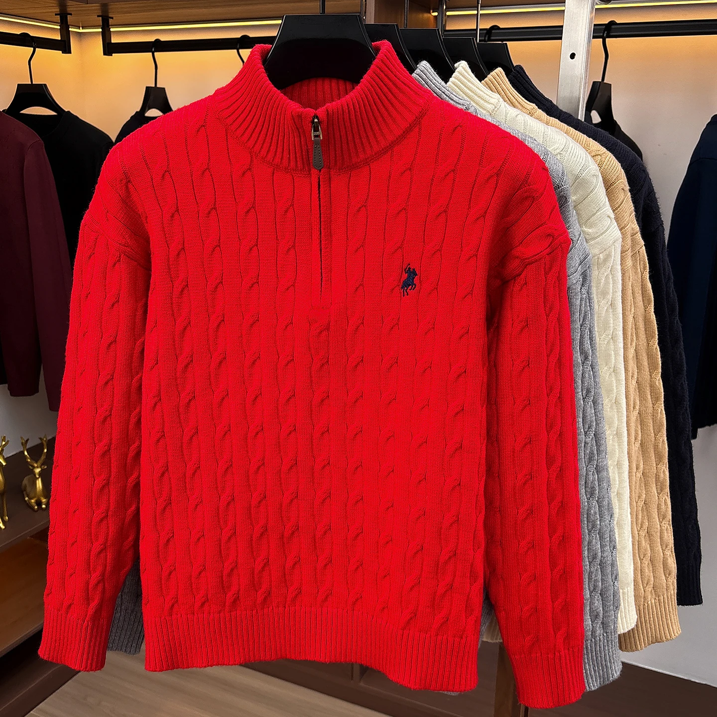 High-End Mode Reißverschluss Kragen Pullover Männer Mode Zipper Marke Paul Pony Stickerei Design Herbst Winter Komfort Warm Stricken Sweater – Detail 23