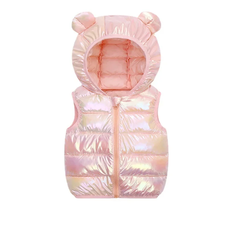 Autumn and Winter Children's Down and Wadded Jacket Boys and Girls Hooded Down Vest Children Outerwear Waistcoat