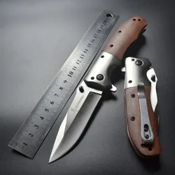 Cuchillo plegable de acero para acampar para hombre, cuchillo de bolsillo táctico militar de autodefensa de alta dureza para caza y supervivencia al aire libre