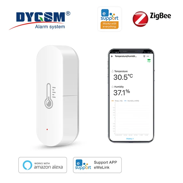 Ewelink ZigBee inteligentny czujnik temperatury i wilgotności zasilany z baterii kontrola aplikacji termometr kontroler higrometru dla Alexa Google