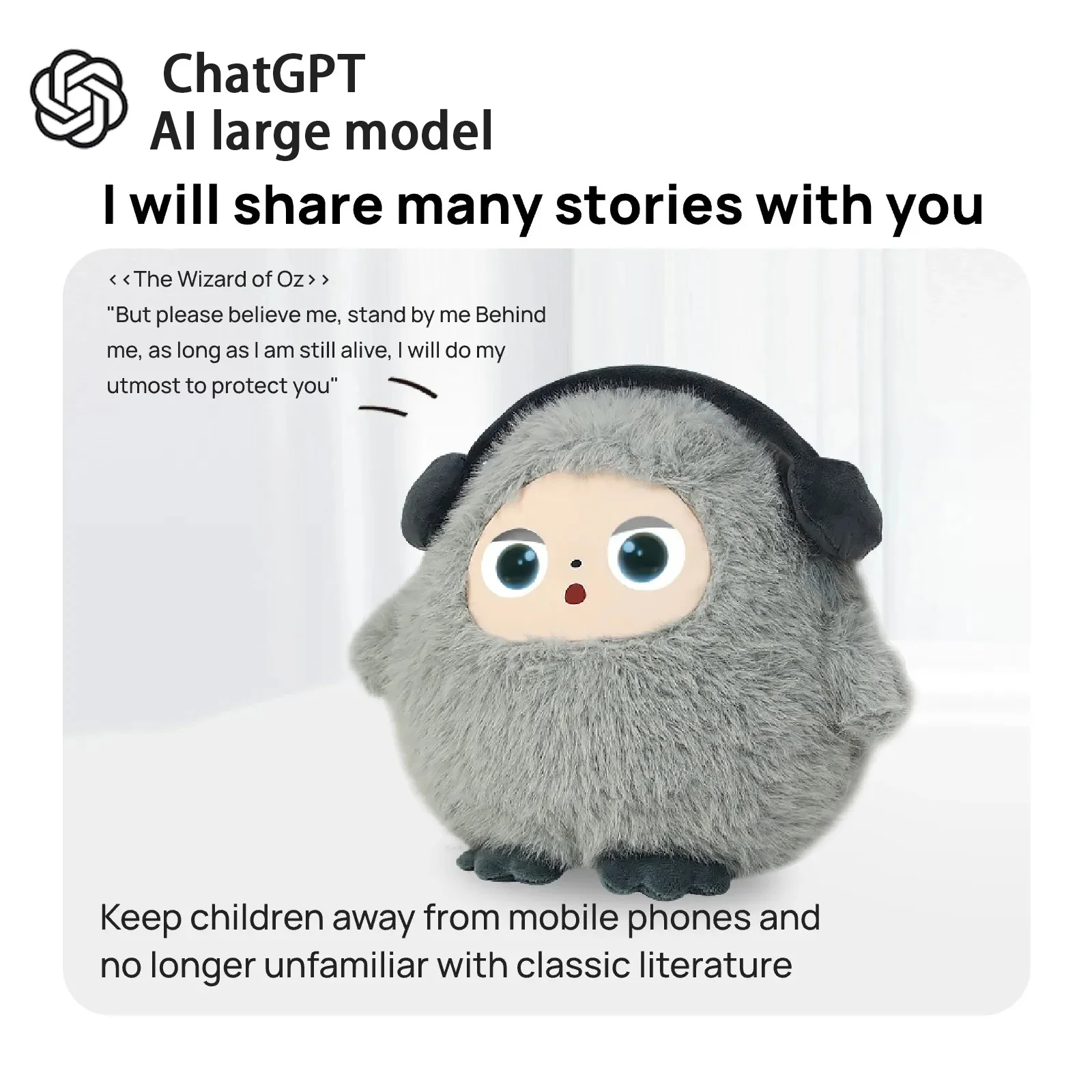 AI Plush Toy W/Smart Voice&LED Eyes,Interactive Companion for Kid/Adult‌Gift-ReadyRechargeable E-Pet open up fun life W/Tuya App