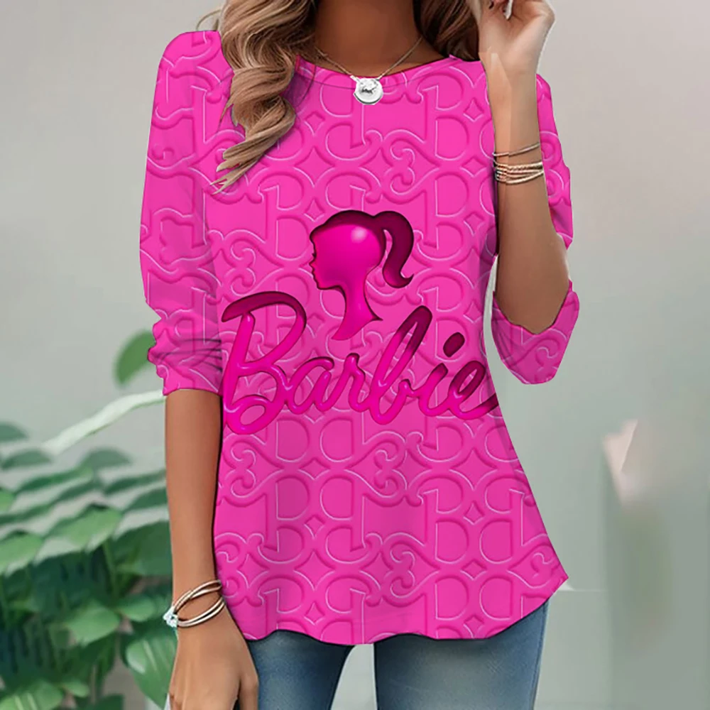 Autumn Barbie Princess 3D Printed T-shirt Women's Casual Fashion Street Clothing Long sleeves O-neck T-shirt Harajuku T-shirt