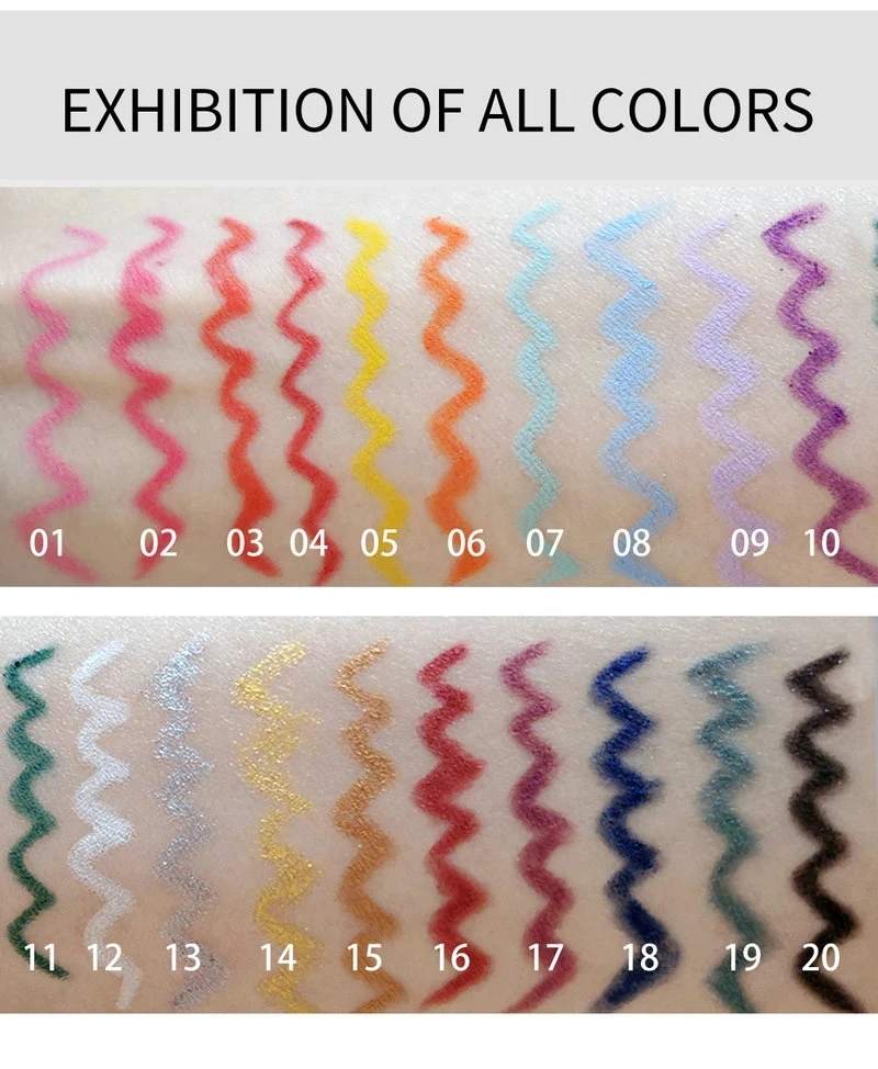 20 Colors Eyeliner Pencil Waterproof Easy To Wear Make Up Matte Eye Liner Blue Red Green White Gold Brown Eyliner Cosmetics